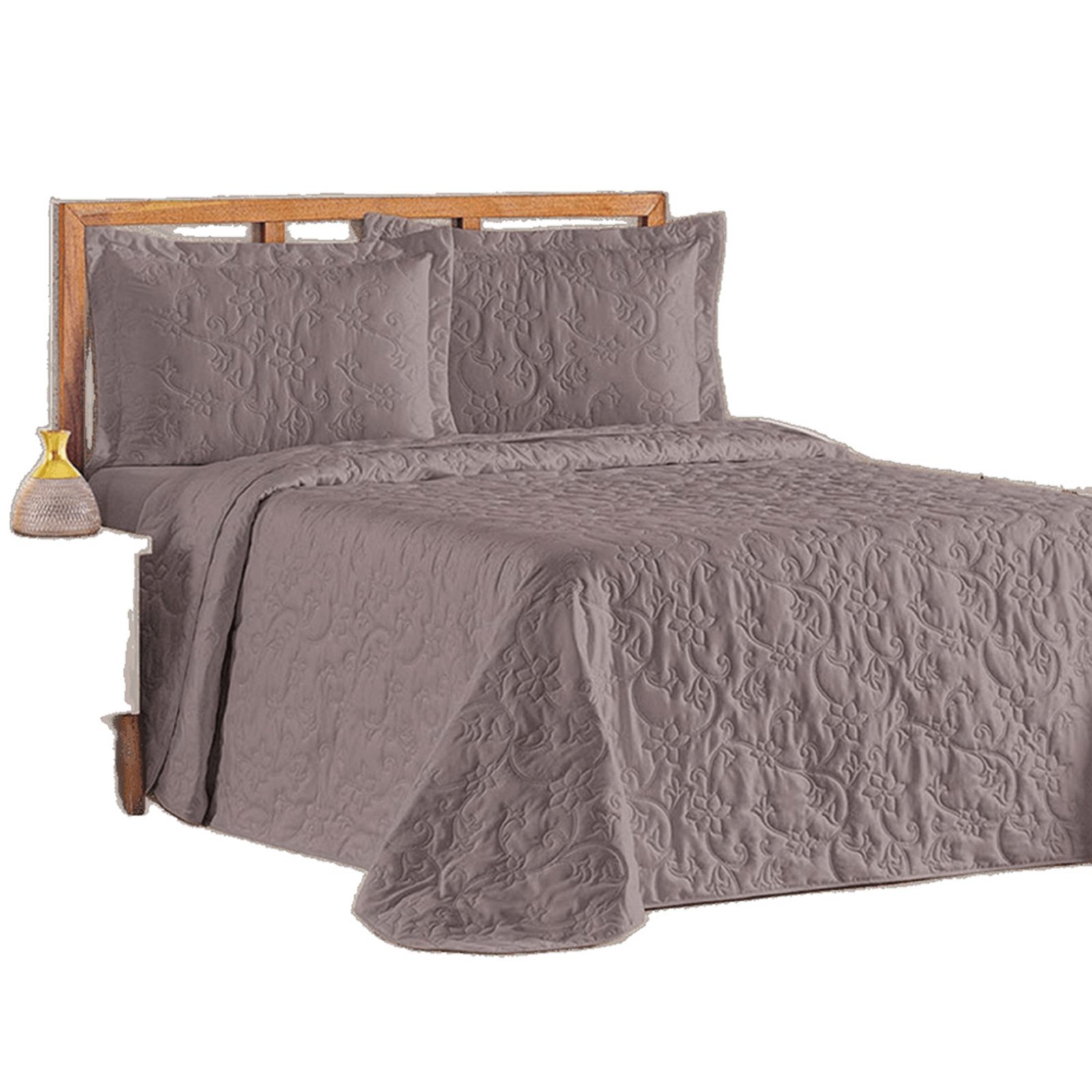 Cobre Leito Colcha Queen Mobili 03 Peças - Lavanda - 100% Poliéster