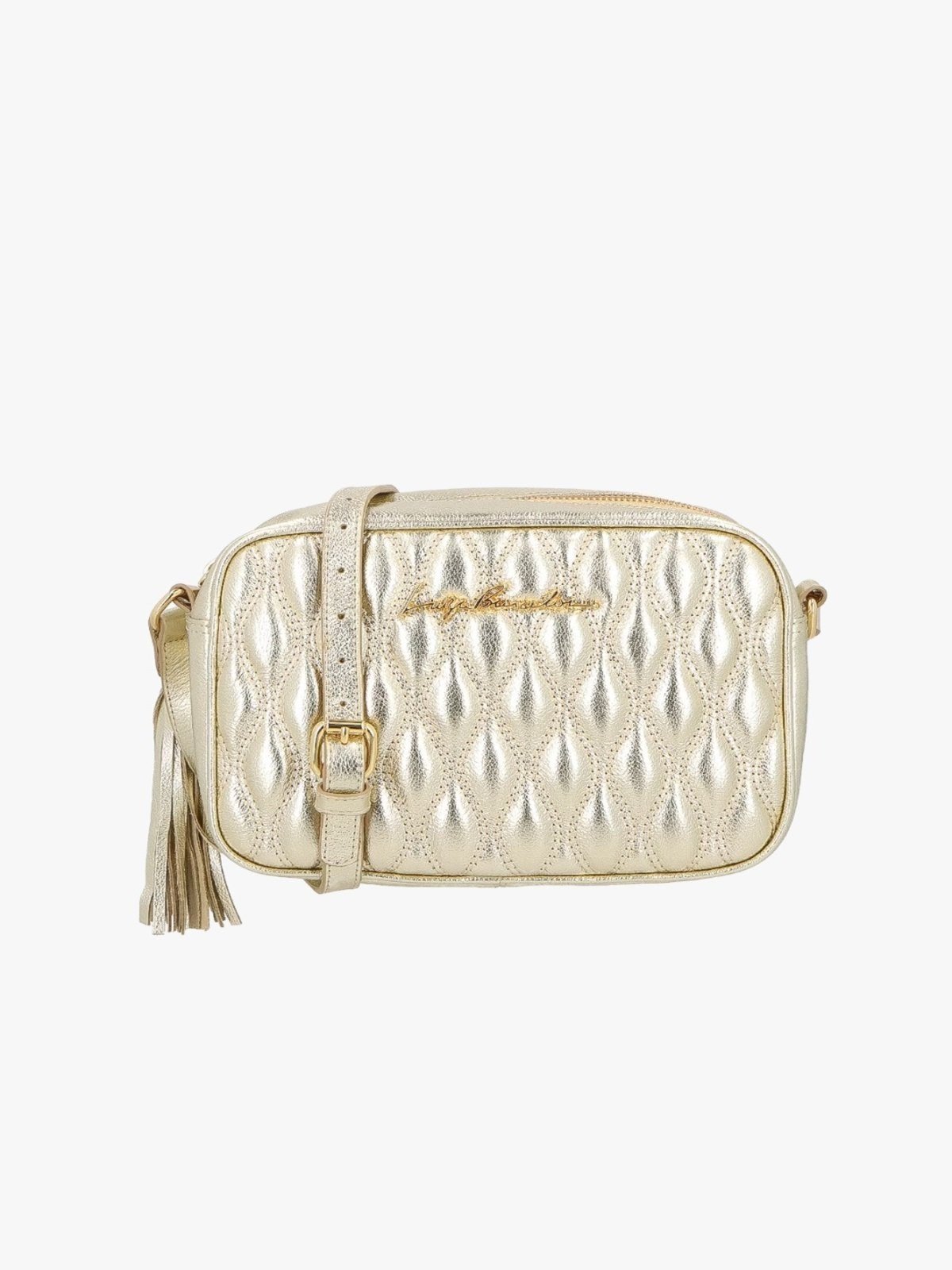 Bolsa Classica Luiza Barcelos Dourado Com Alças Regulavel Media