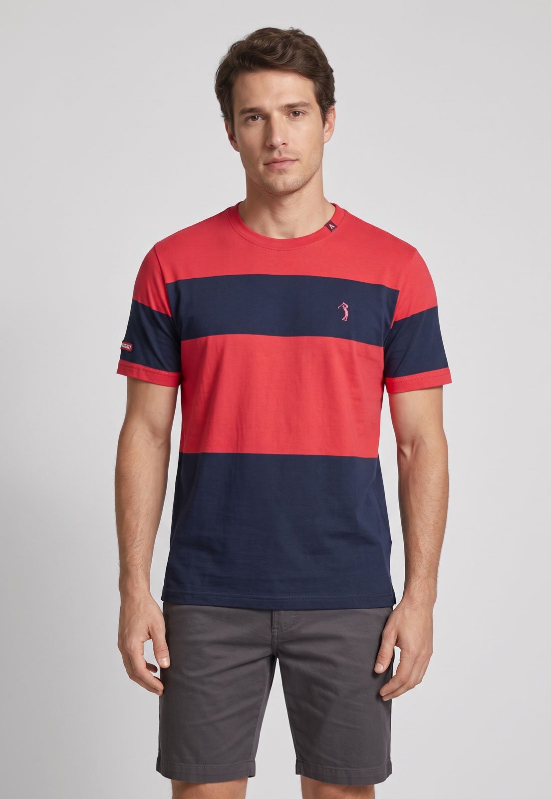 Camiseta Masculina Aleatory Listrada Vermelha