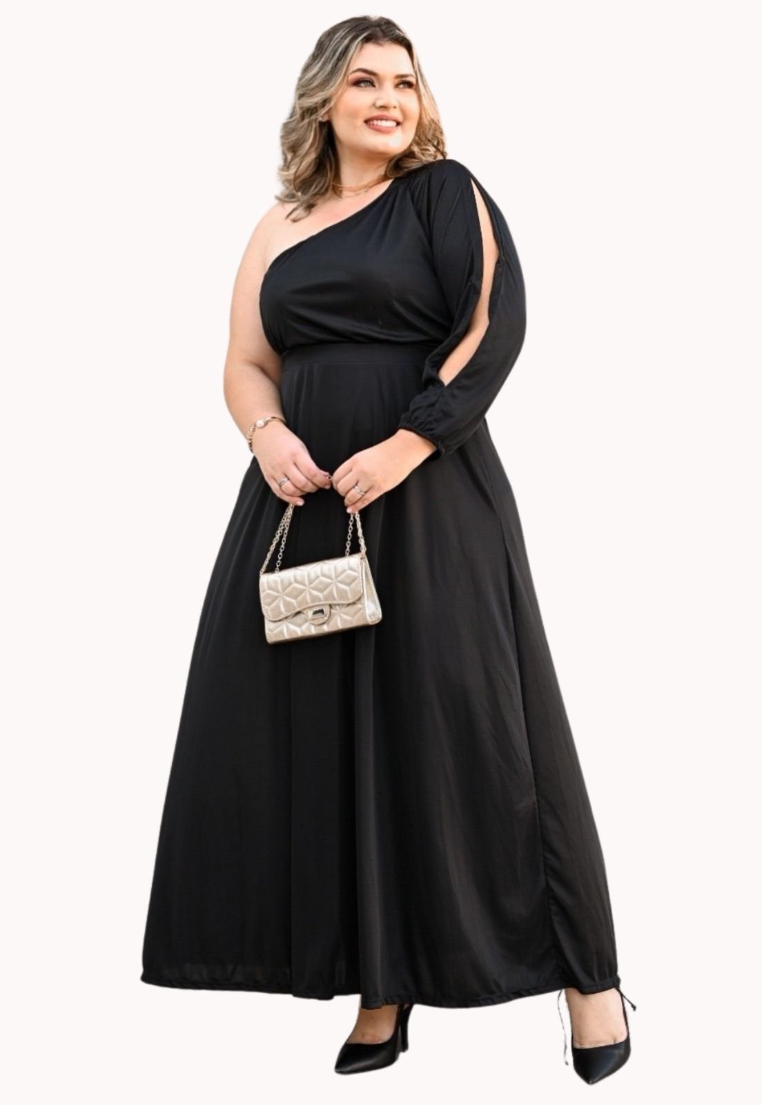 Vestido Plus Size Longo Festa Formatura Ombro Só Juquitiba Brasil Preto