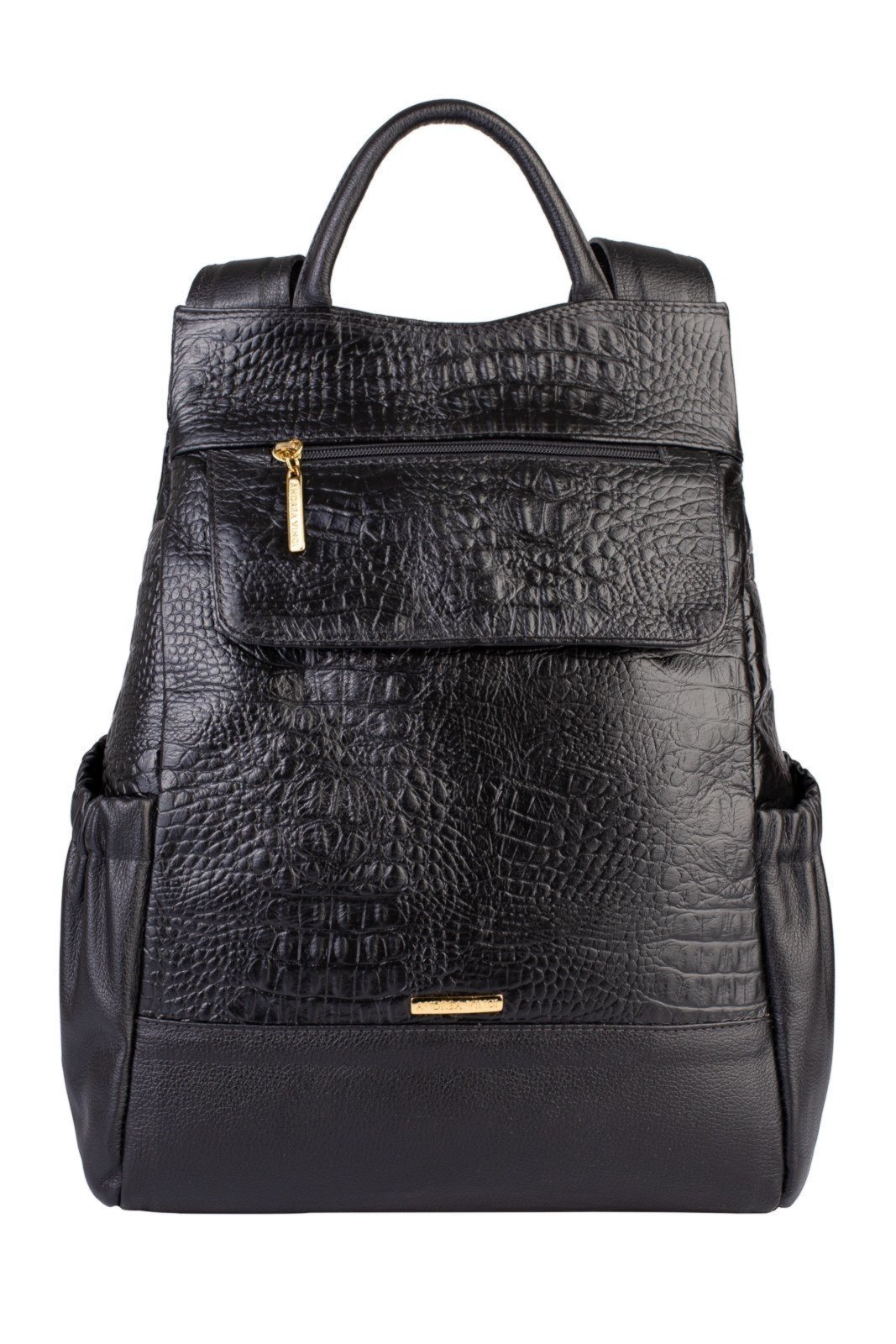 Mochila antifurto de couro croco Suelen Preto