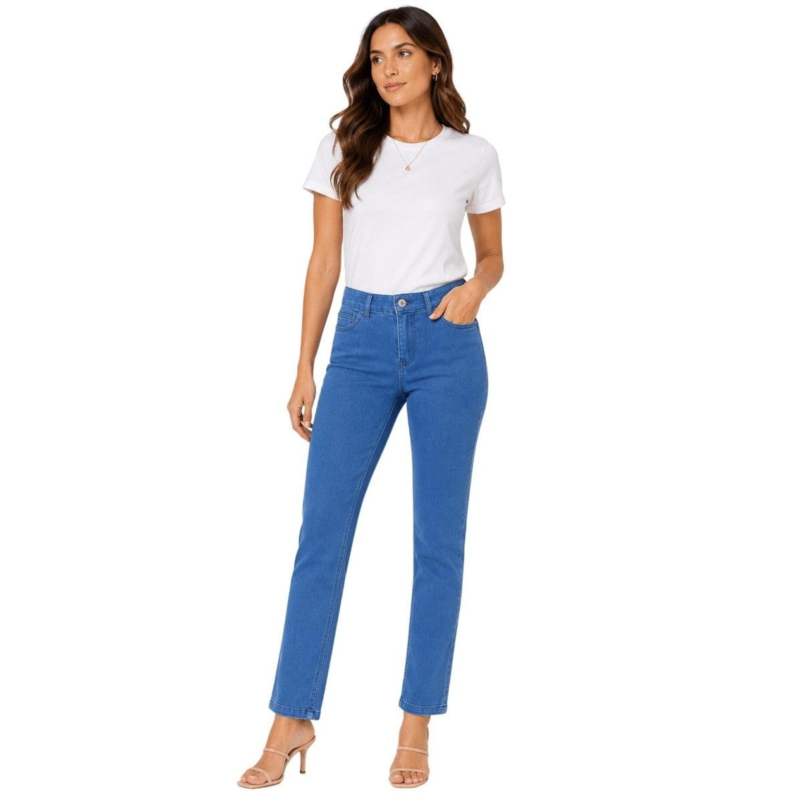 Calça Cigarrete Feminina Lunender JV025 Jeans