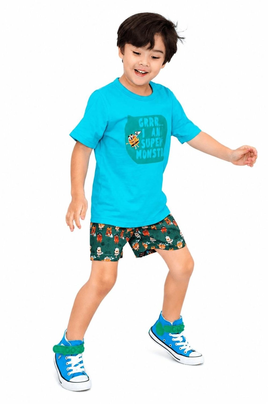 Infantil - Conjunto Menino Super Monstrinho Alphabeto Verde