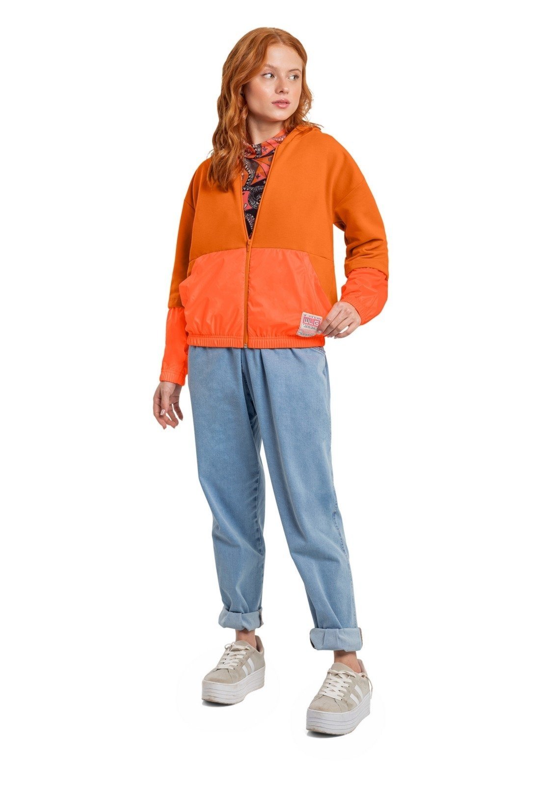 Infantil – Jaqueta Juvenil em Moletom para Menina Gloss Laranja