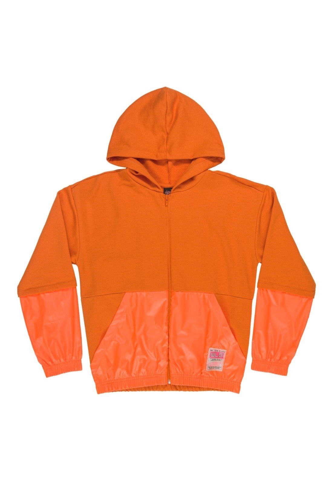 Vista 3 Infantil - Jaqueta Juvenil em Moletom para Menina Gloss laranja Gloss laranja