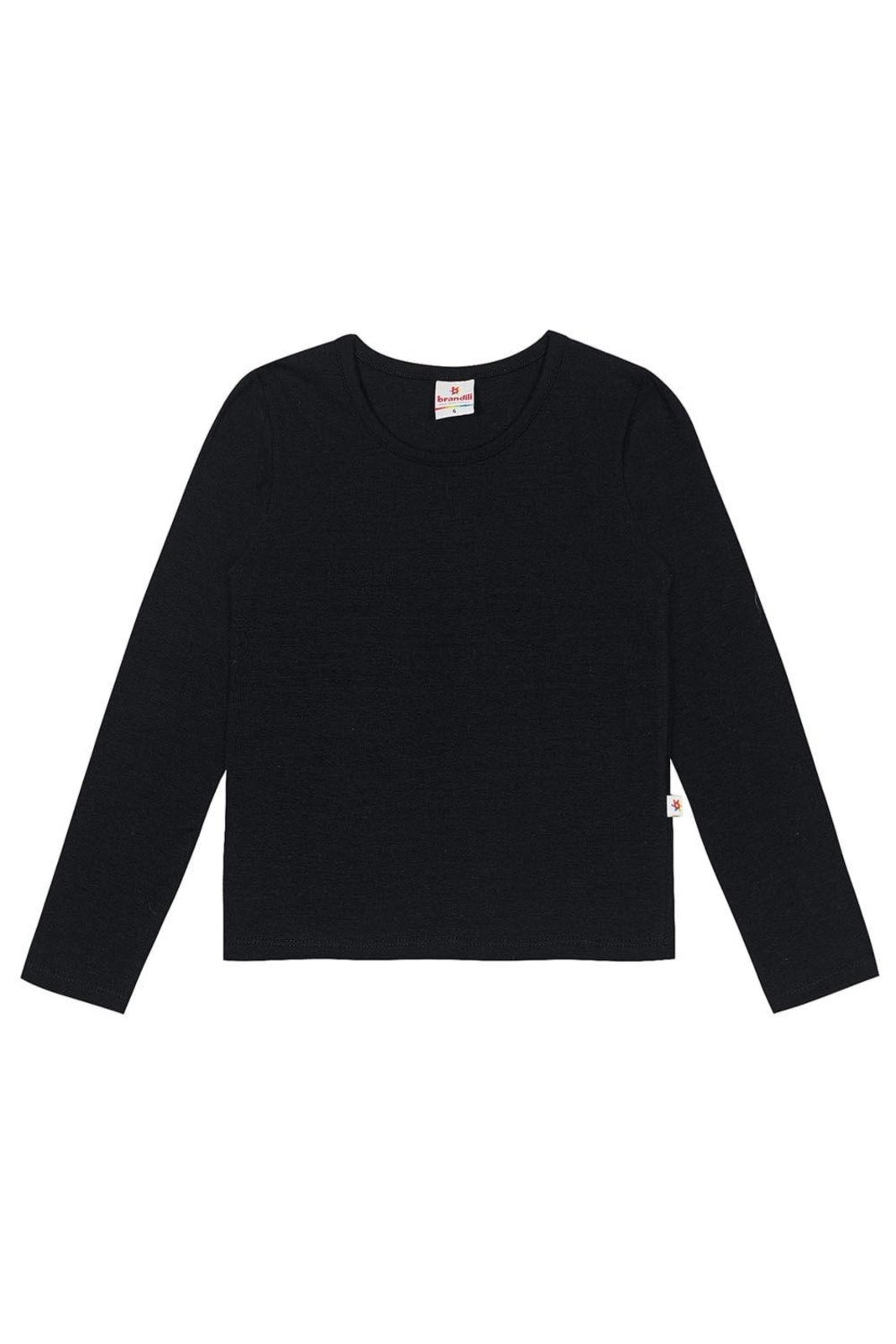 Vista 2 Infantil - Blusa menina em cotton Brandili Básicos preto Brandili preto