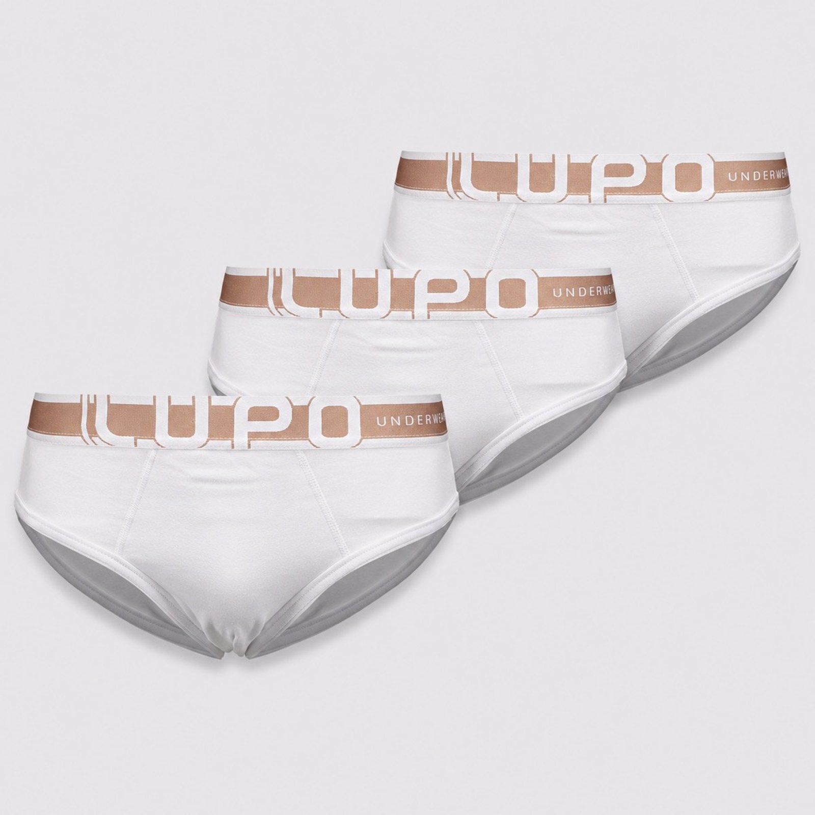 Kit 3 Cuecas Slip Lupo Algodão com Elastano Branca