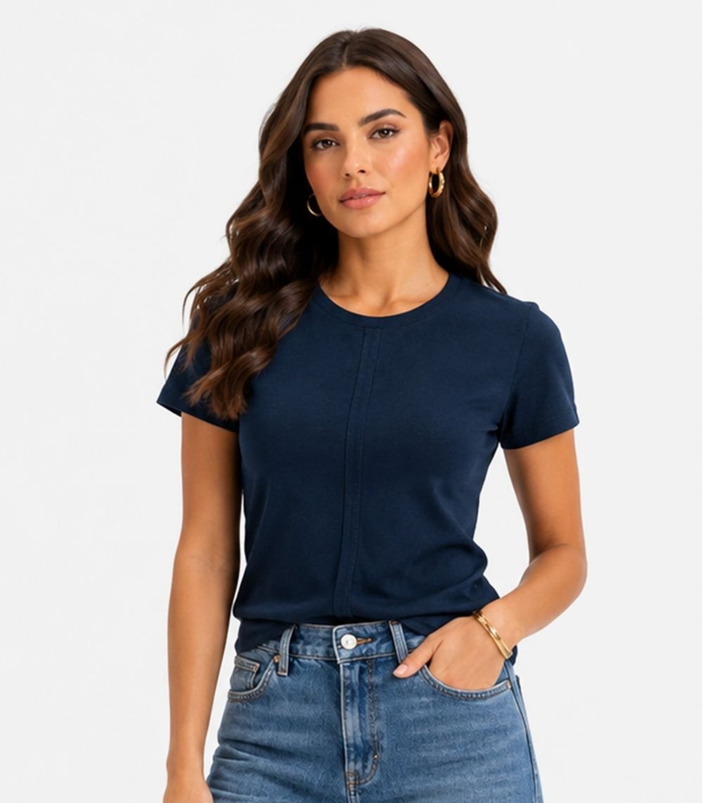 Blusa Feminina Manga Curta Infinita Cor Azul