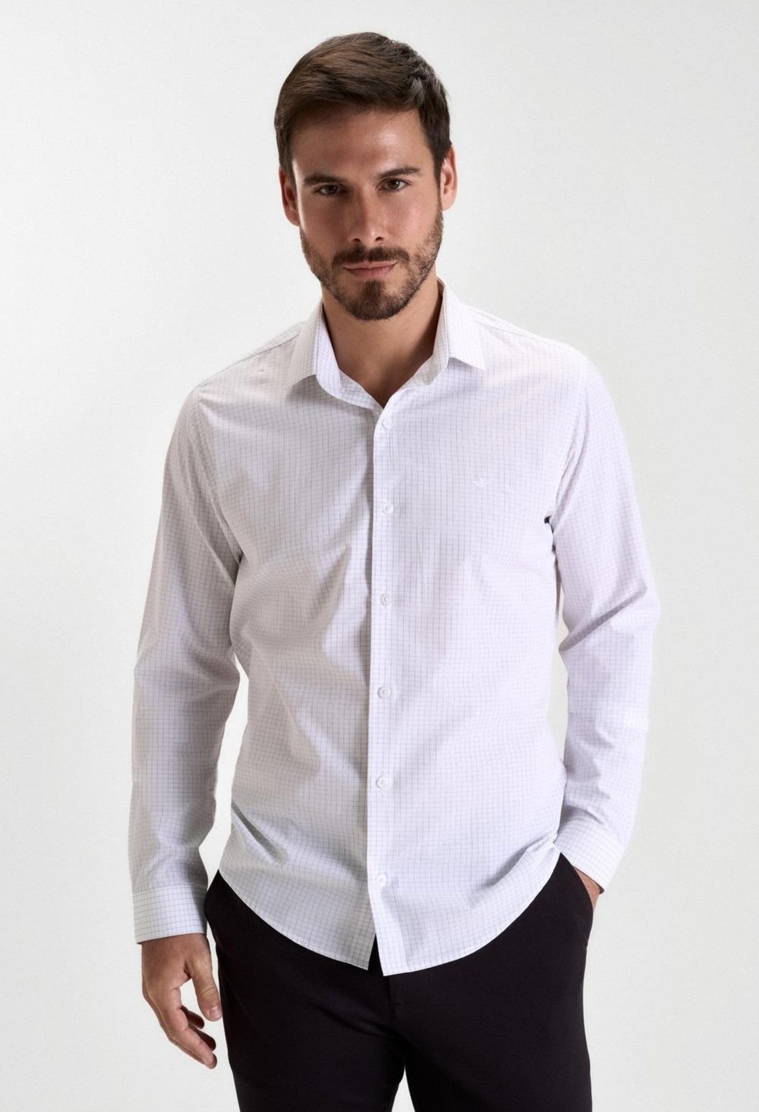 Camisa Slim Manga Longa Xadrez Mercerizadas Camisa Manga Longa Docthos Slim Xadrez Fio 60 001 Branco M
