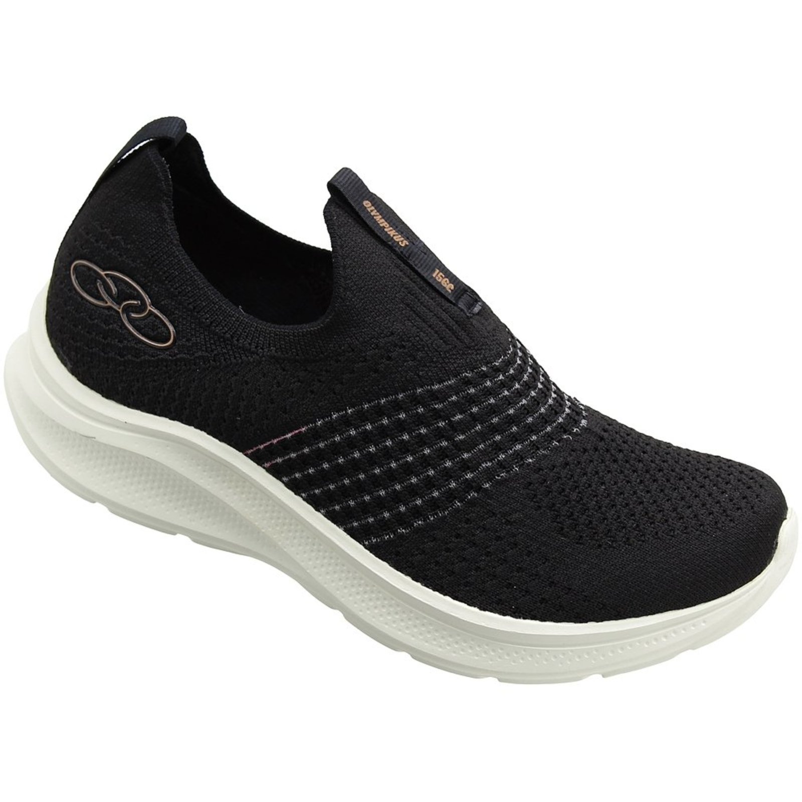 Tênis Para Academia Olympikus Ultraleve 156G Knit Elastano Calce Fácil Feminino Olympikus Preto