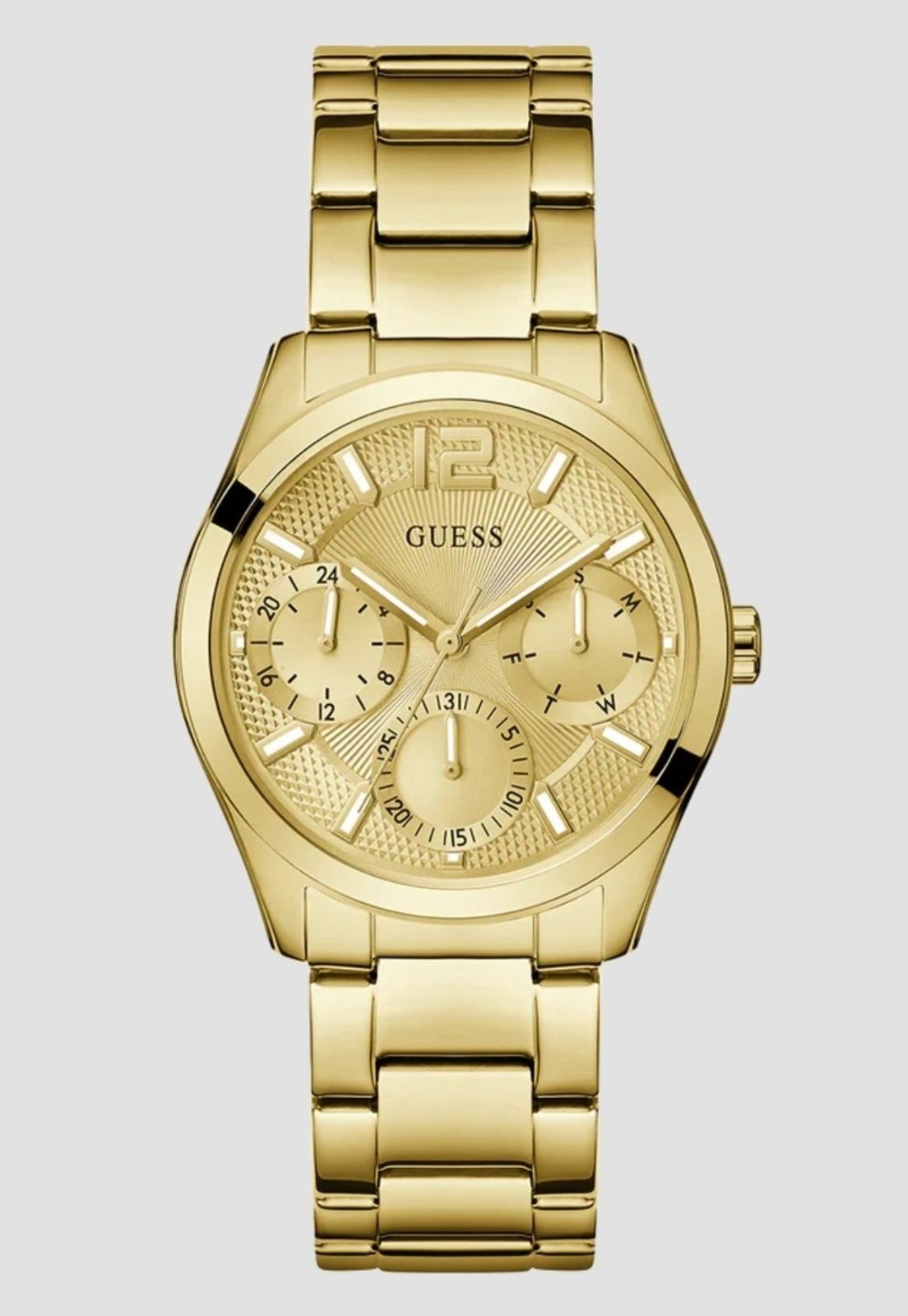 Relógio Guess Redondo Multifunções Aço Dourado