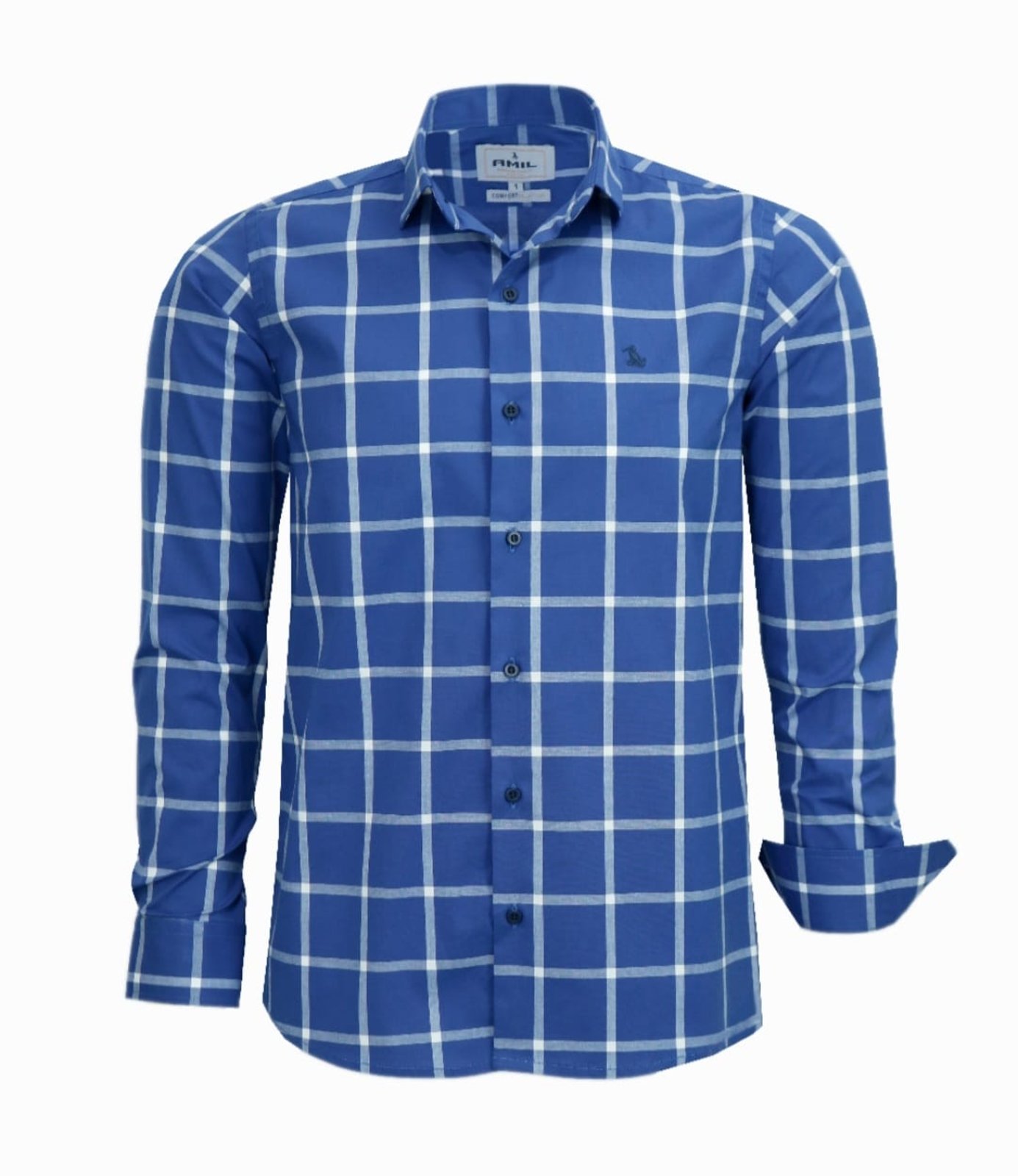 Camisa Social Amil Comfort Algodão Com Elastano Owen Xadrez Manga Longa Lançamento Luxo Cor04