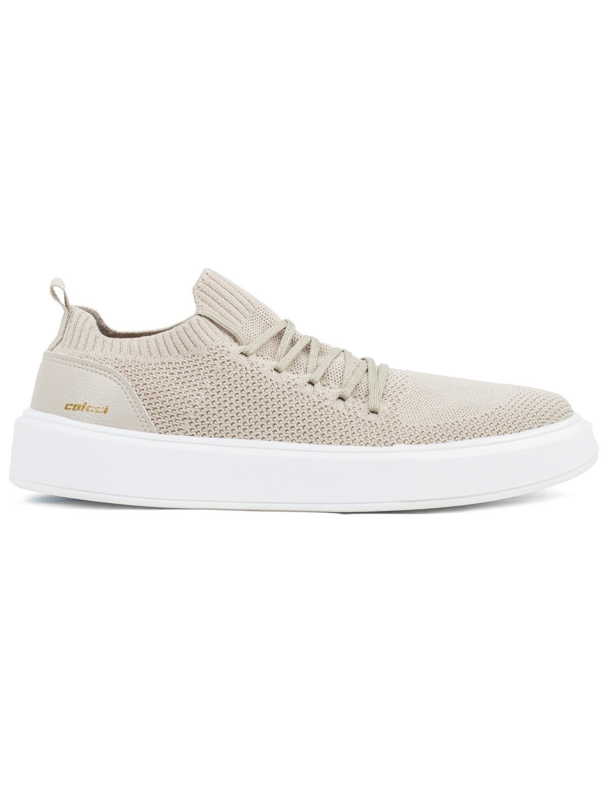 Tênis Masculino Colcci Casual Bilbao Knit Cadarço Elástico Confortável Bege Taupe