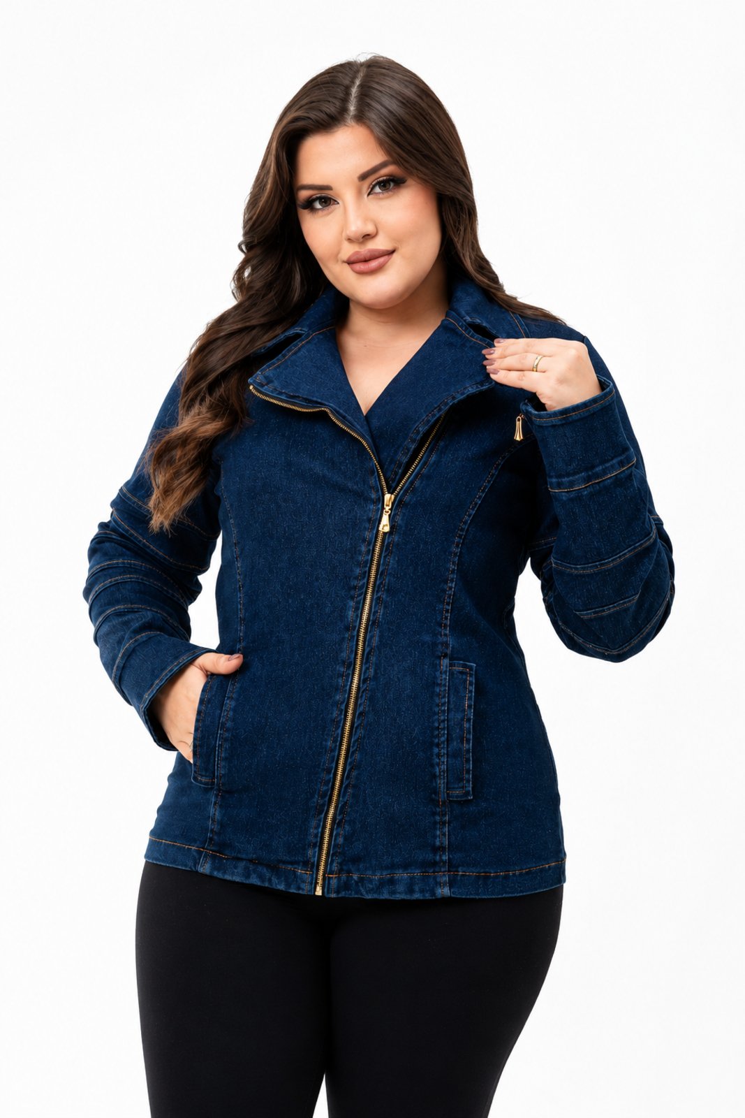 Jaqueta Feminina D Bell Outlet Fashion Azul Escuro