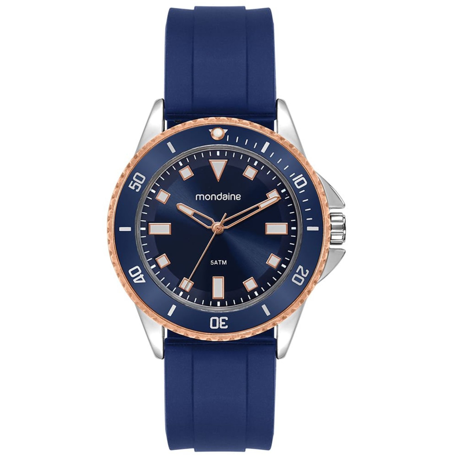 Relógio Mondaine Masculino Bisel Azul Pulseira em Silicone Mondaine