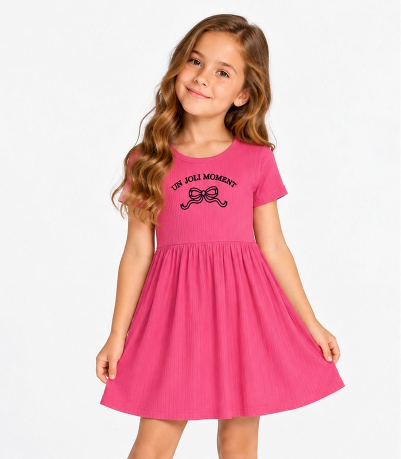 Infantil - Vestido Feminino Canelado Select Rosa
