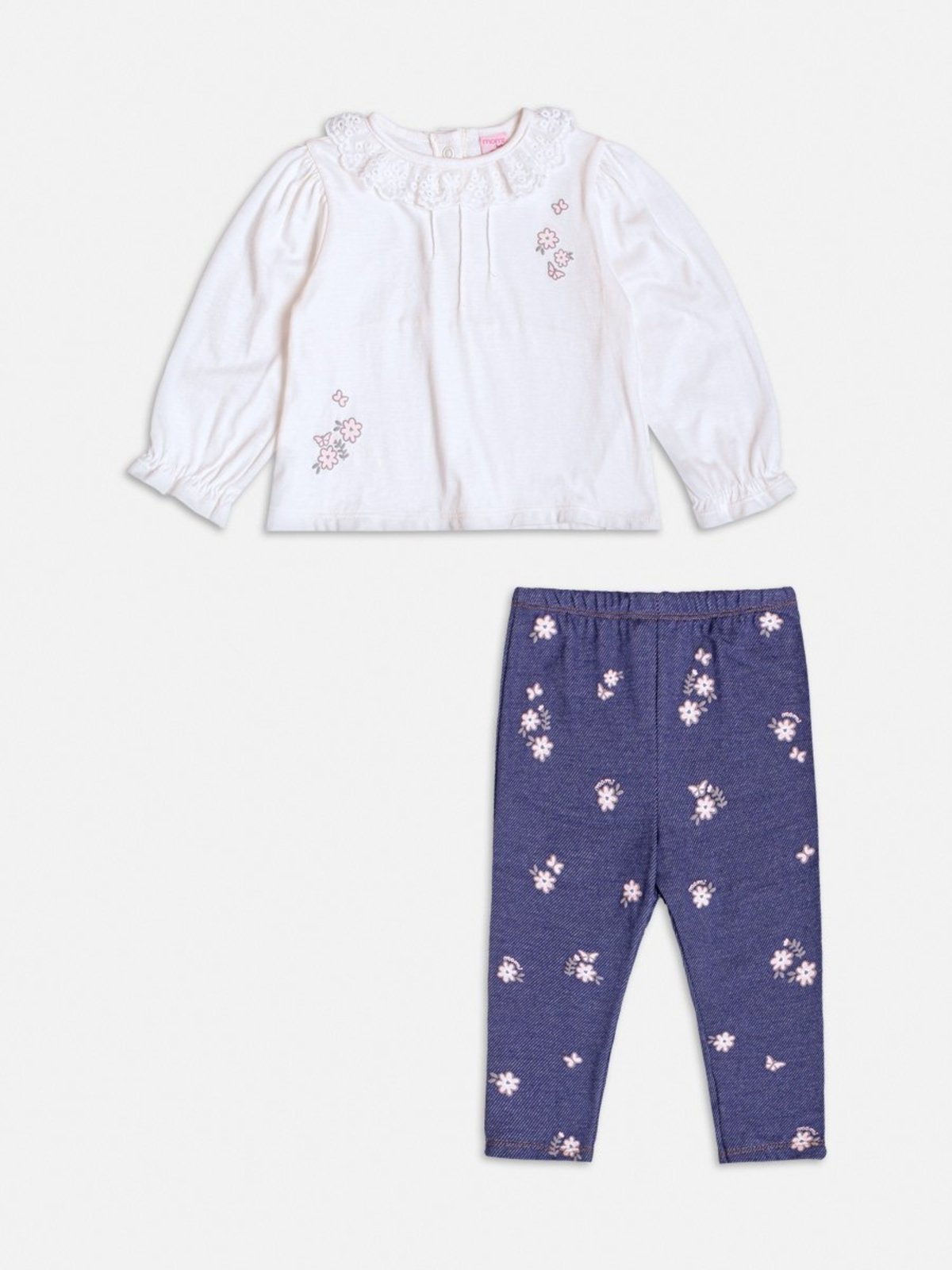 Infantil - Conjunto Floral com Gola de Babado
