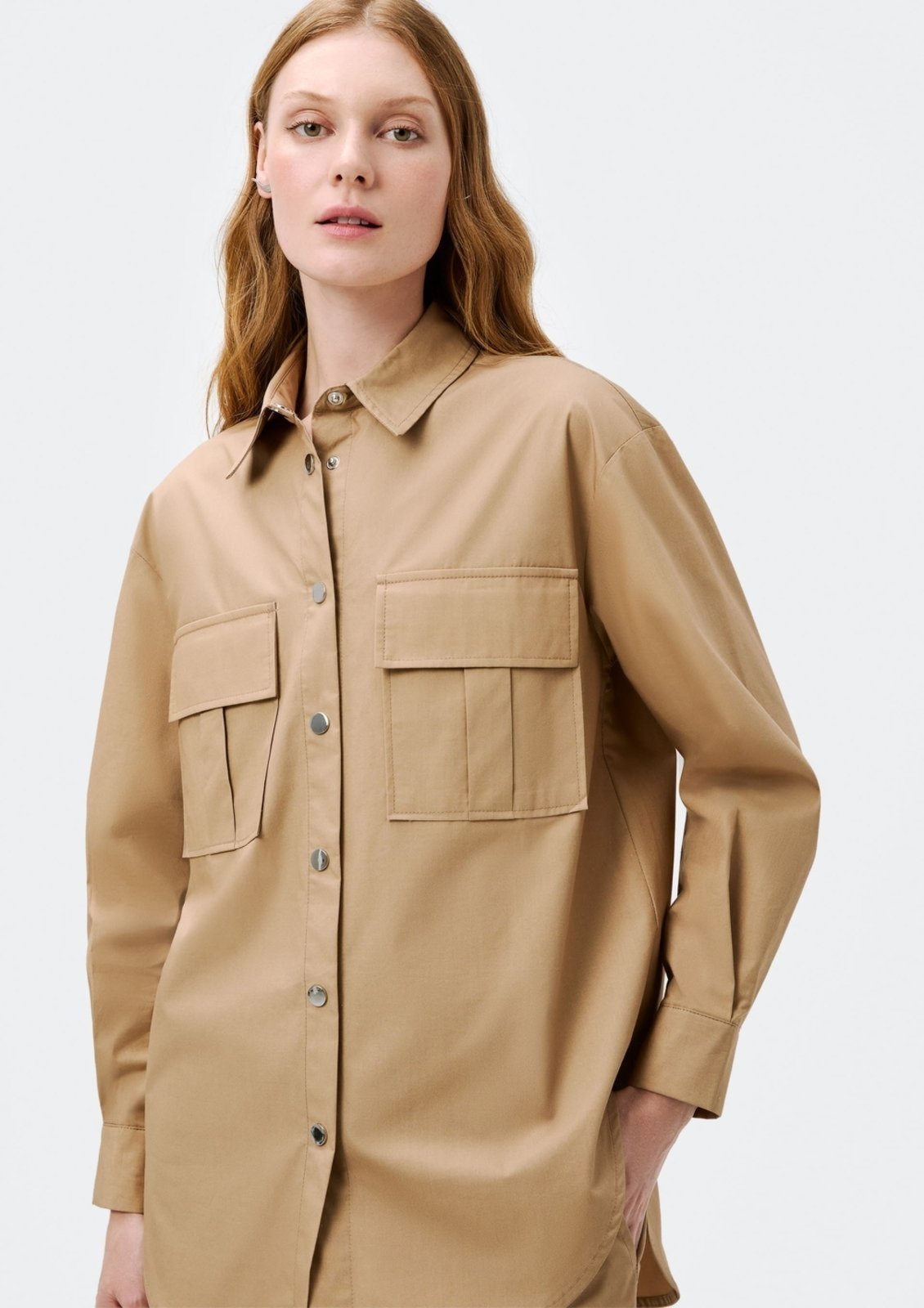 Camisa Feminina Manga Longa Com Bolso Hering