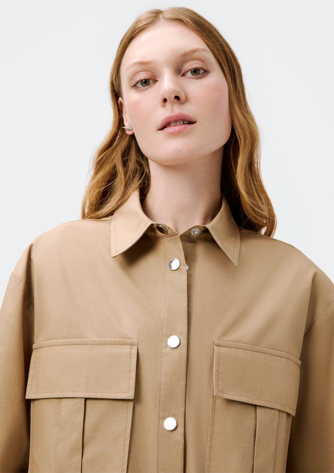Vista 3 Camisa Feminina Manga Longa Com Bolso off-white off-white