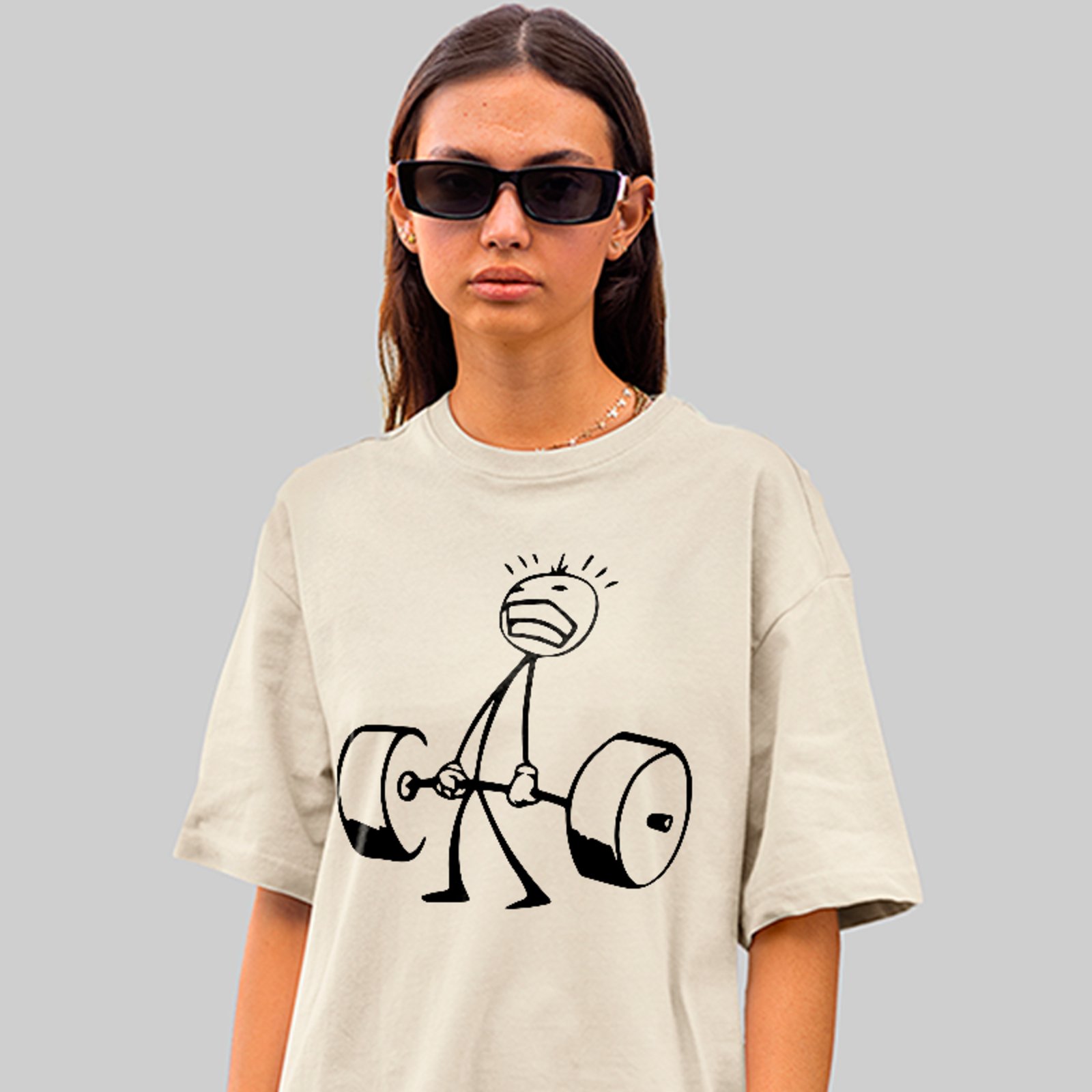 Camiseta Oversized Gym Funny Treino Pesado Academia Unissex Off White