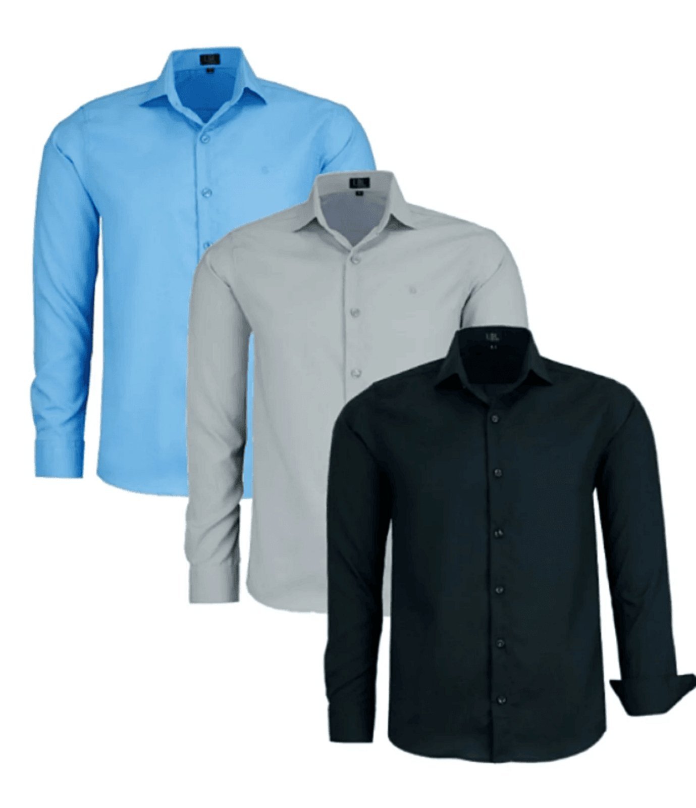 Kit 3 Camisas Sociais Comfort Poliéster Macia Fácil de Passar Manga longa