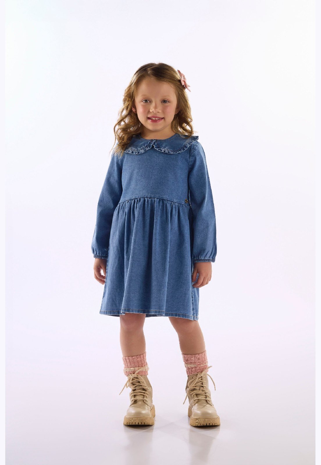Infantil - Vestido Jeans Babado Up Baby Azul