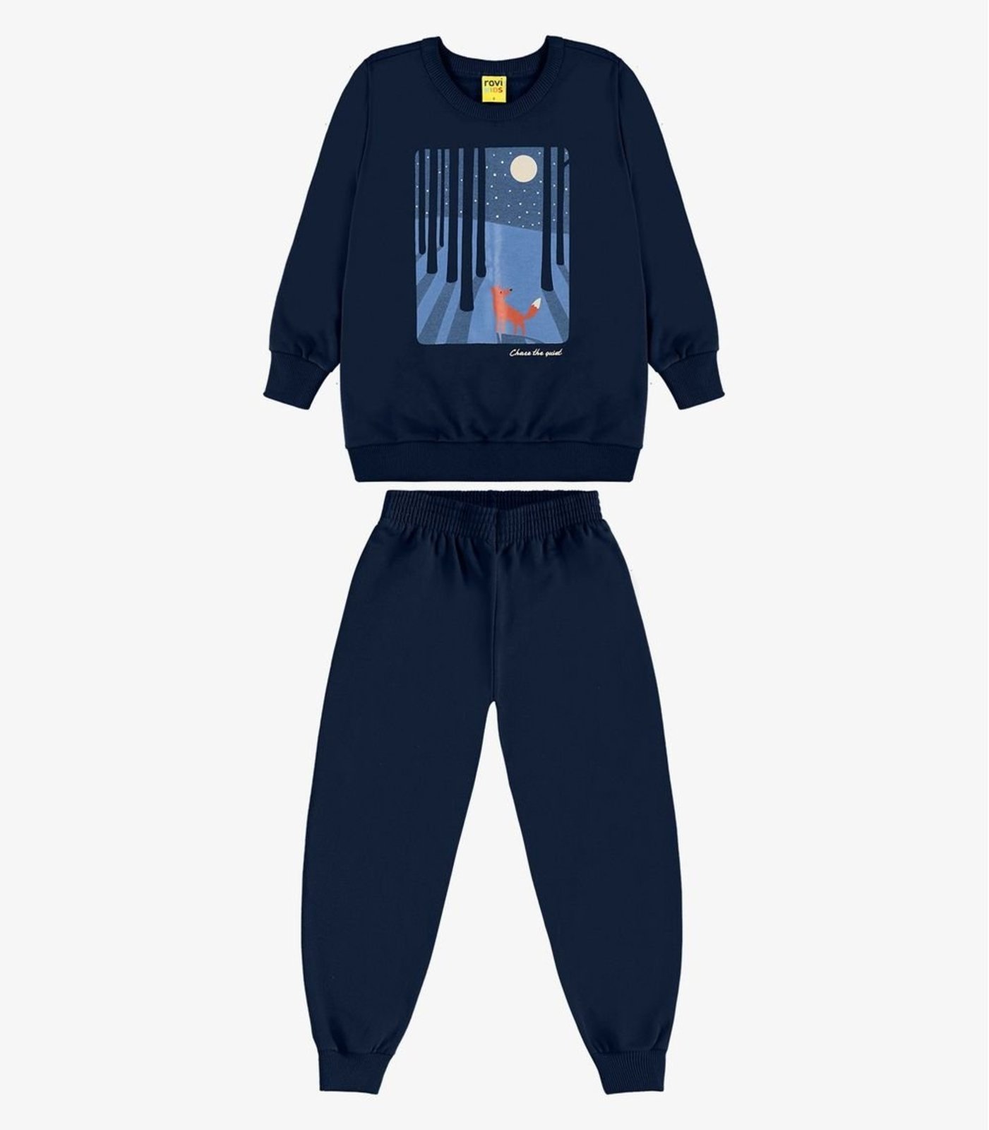 Infantil - Conjunto Blusão e Calça Moletom Rovi Azul