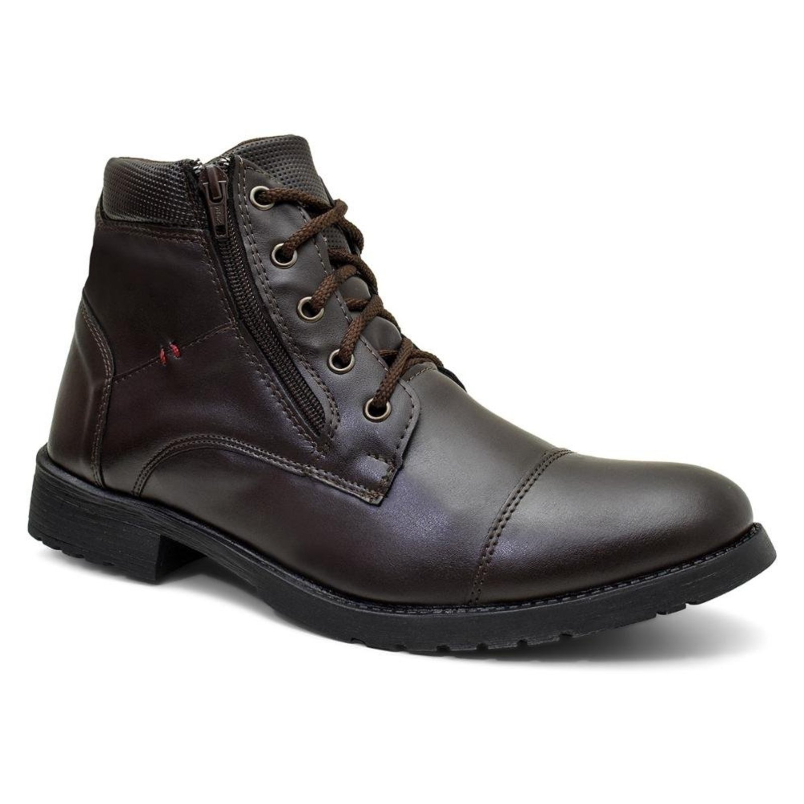 Bota Masculina Coturno Casual Zíper Lateral Antiderrapante Confortável Marrom
