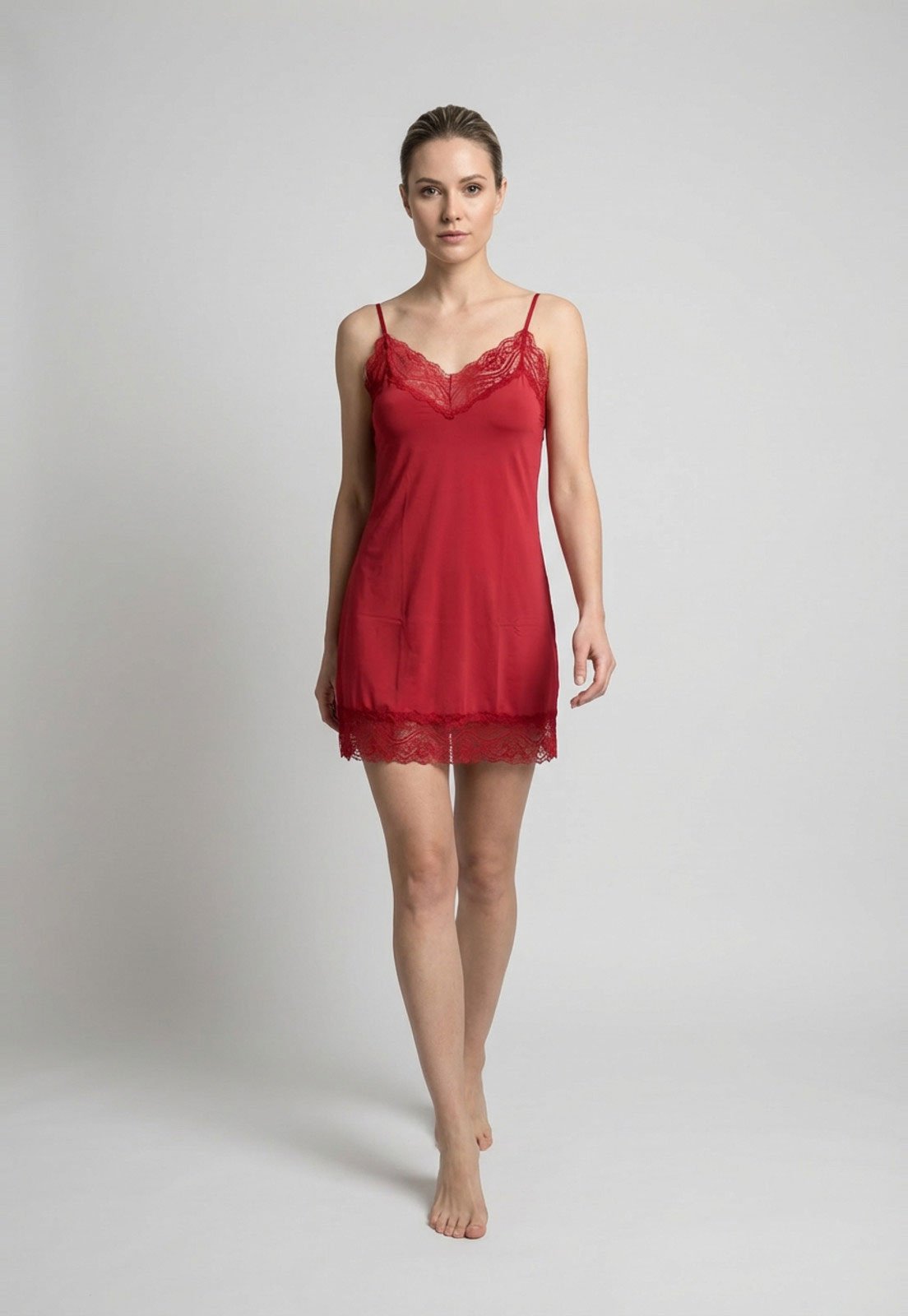 Camisola Feminina Hope Renda Alças Finas Vermelha