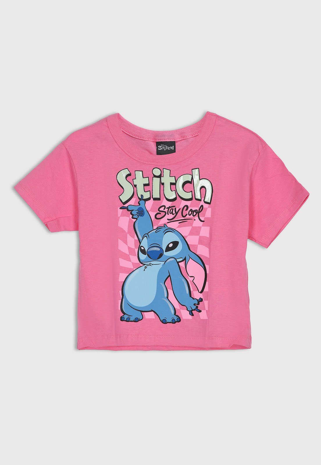 Infantil - Camiseta Brandili Stitch Rosa