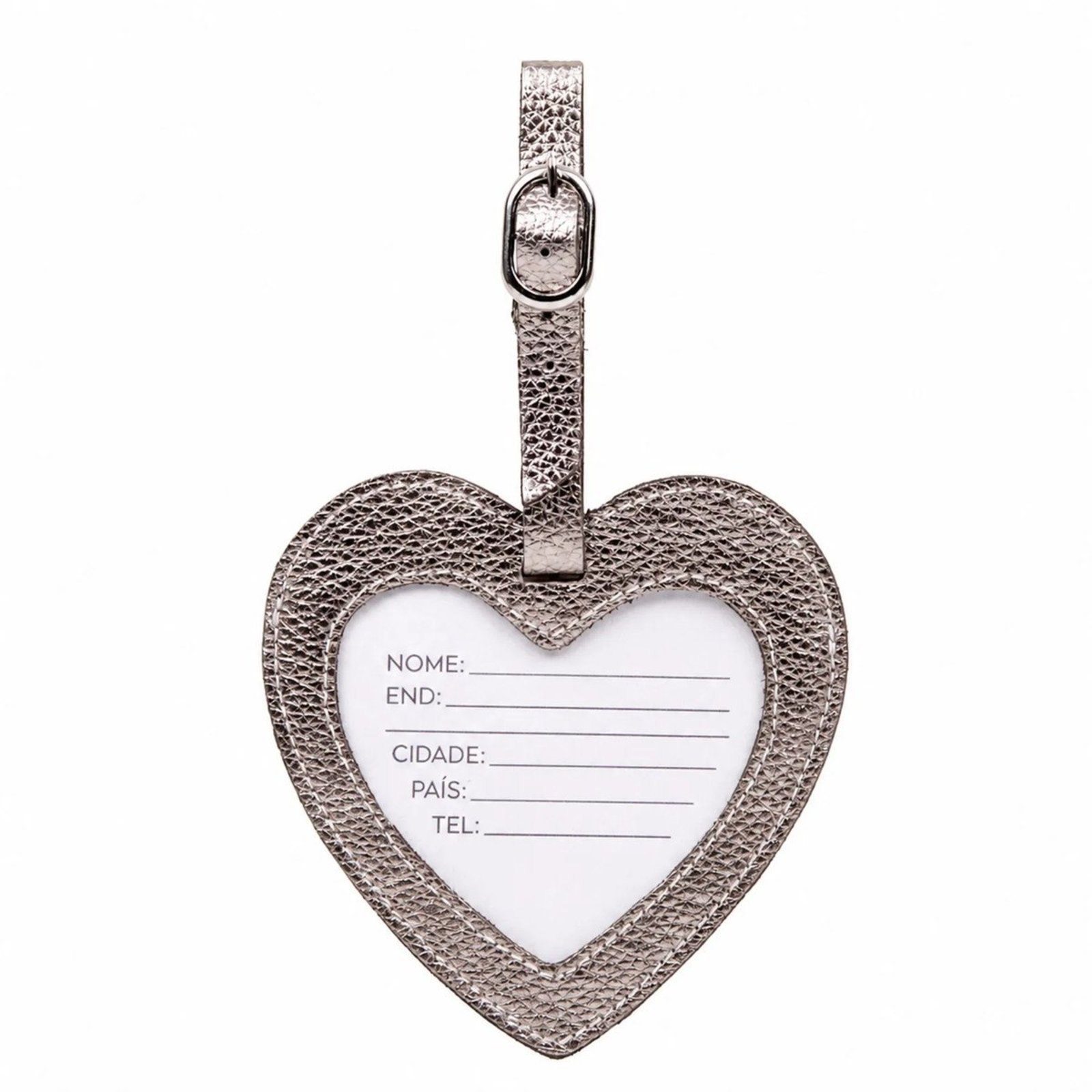 Tag Identificadora Coração em Couro Artlux ID007 Ônix