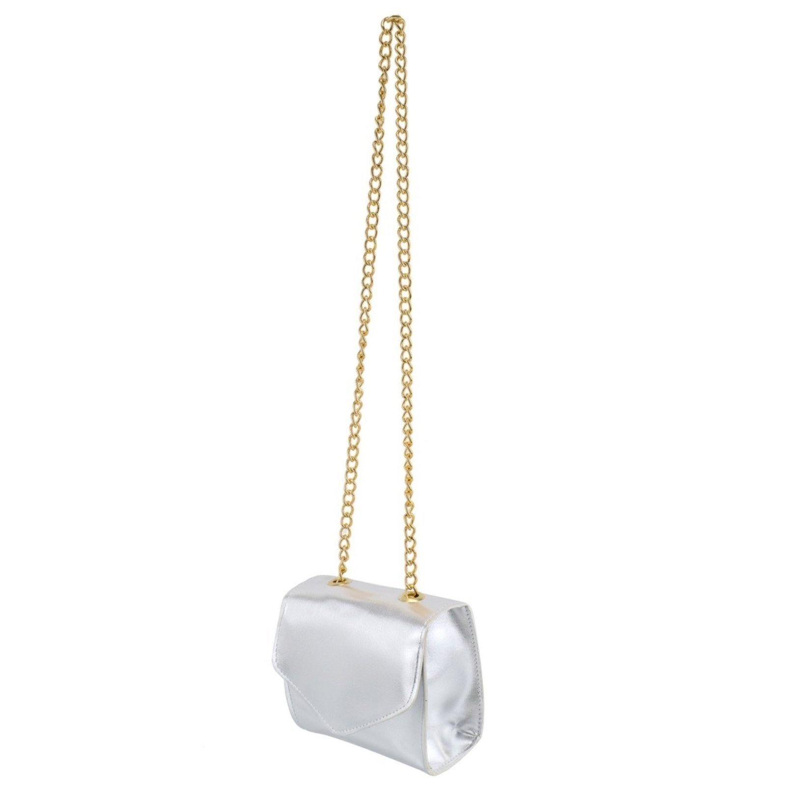 Vista 3 Bolsa Feminina Pequena Lavini Metalizada de Alça Corrente Lavini Shoes prata Lavini Shoes prata