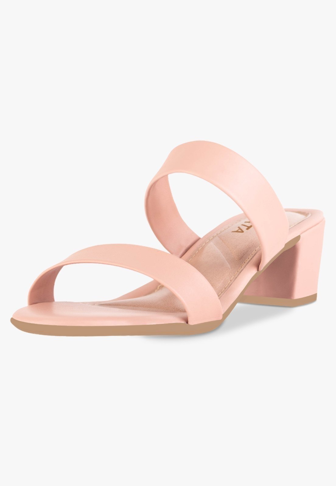 Tamanco Feminino Salto Bloco Baixo Sandalia Mule Nude