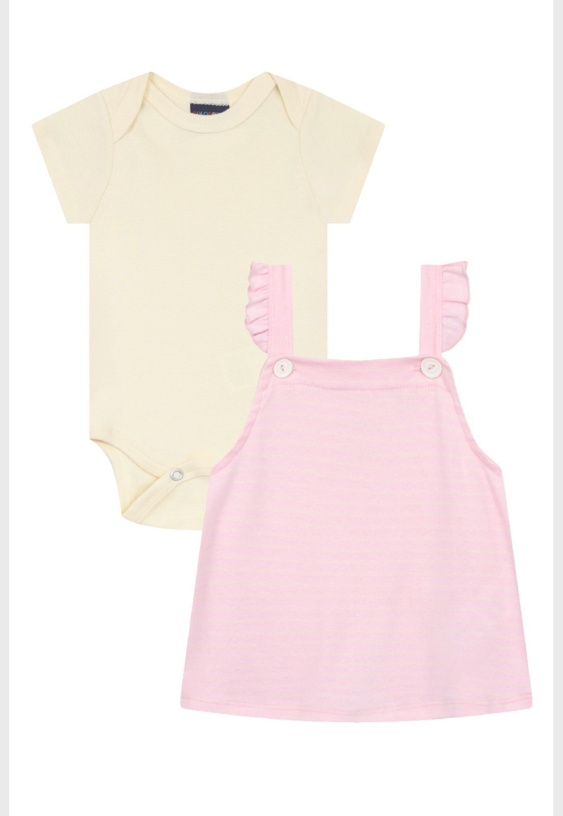 Infantil - Conjunto Menina com Salopete Poás e Body Básico Guloseima Bege