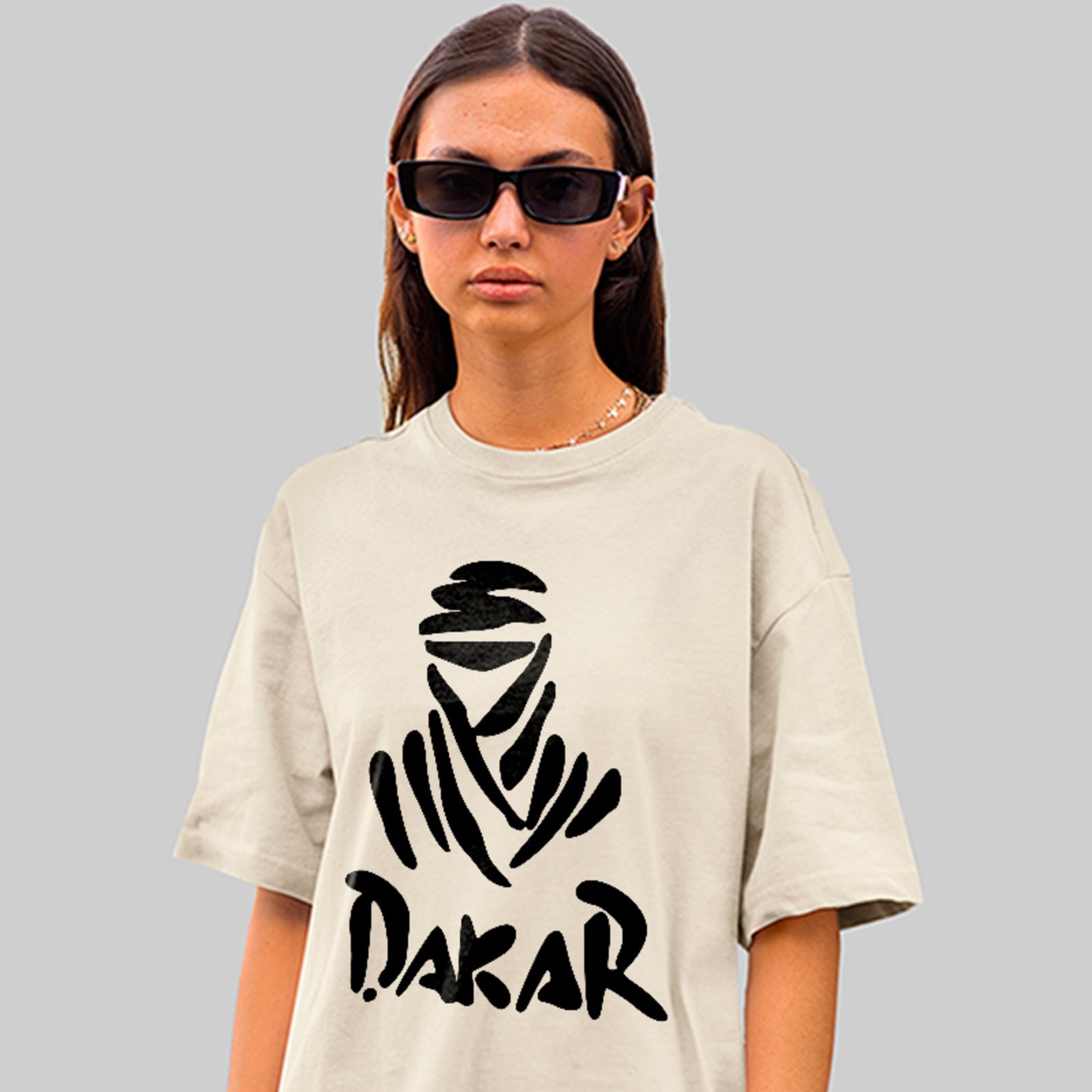 Camiseta Oversized Premium Dakar Off Road Rally Unissex Off White