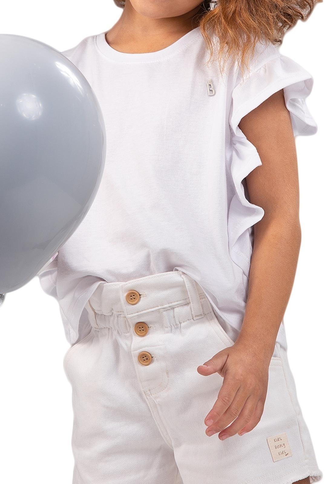 Vista 2 Infantil - Short Sarja Moletom Off White Bugbee Off-white off-white white Bugbee off-white white