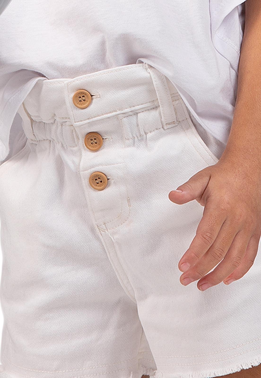 Vista 3 Infantil - Short Sarja Moletom Off White Bugbee Off-white off-white white Bugbee off-white white