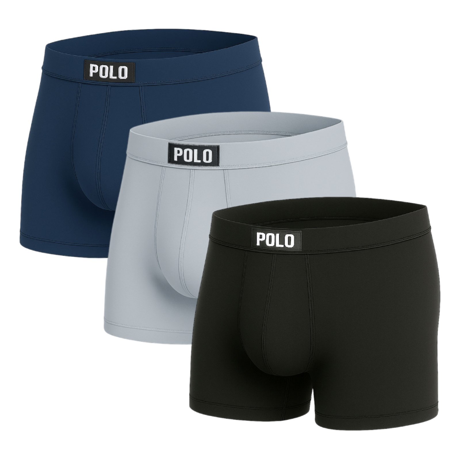 Kit 3 Cuecas Boxer Viscose Premium Fibra de Bambu Conforto Extremo Toque Seda Gelado Polo Ice Box