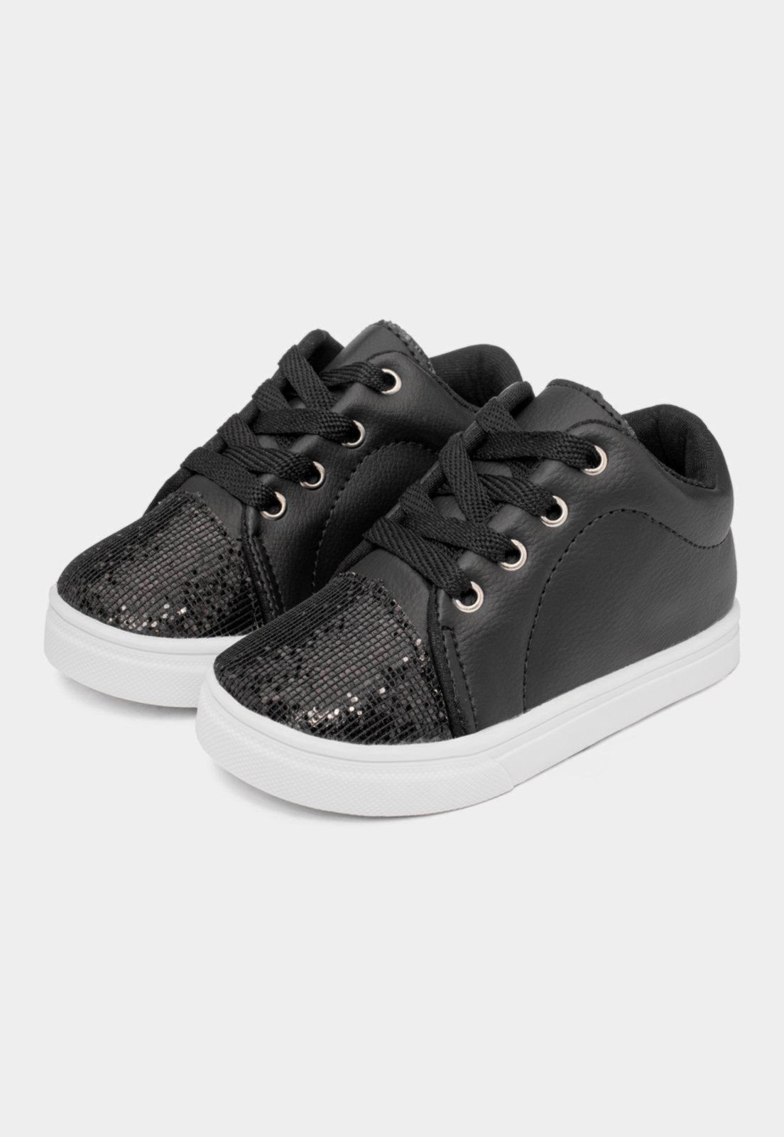 Infantil – Tênis Menina Casual Funfy Glitter 213A Preto