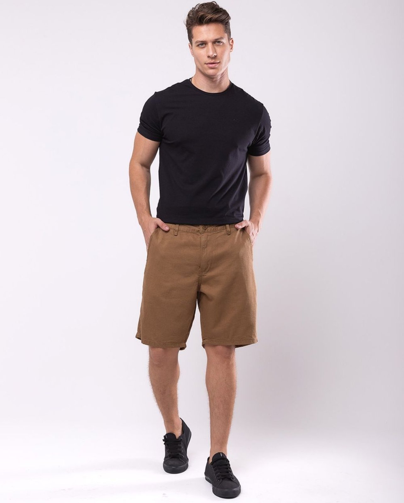 Bermuda Sarja Masculina Chino Básica 24184 Capuccino Consciência