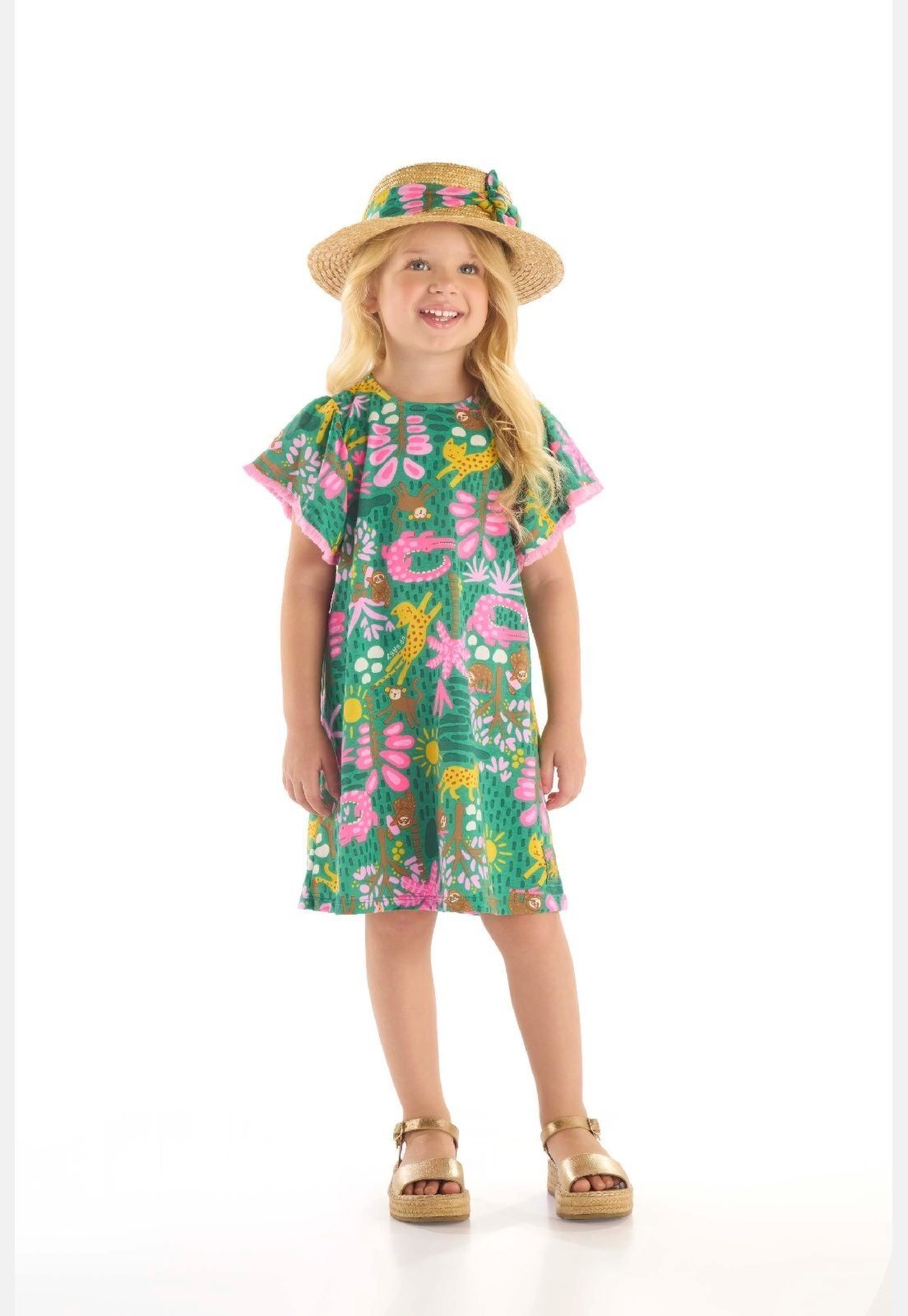 Infantil - Vestido Algodão Manga Evasê Up Baby Verde
