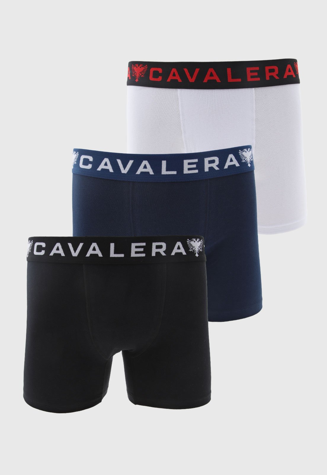 Kit 3 Cuecas Boxer Cavalera Logo Preto