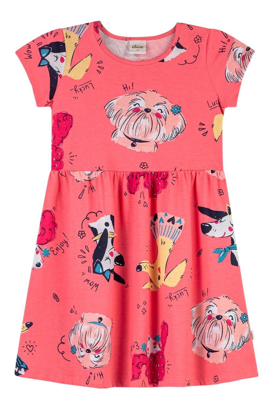 Infantil - Vestido Menina Godê Estampado Elian Rosa