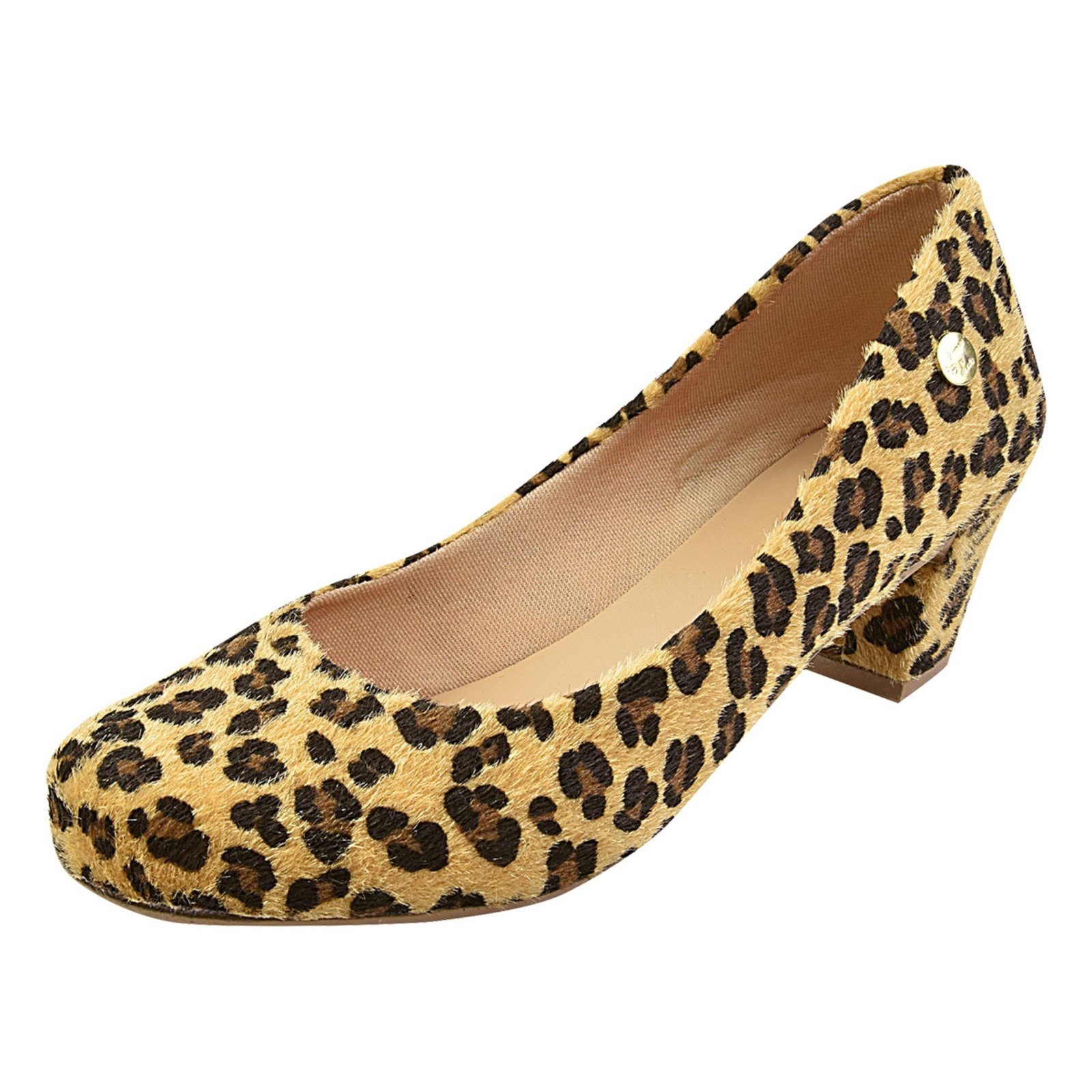Scarpin Donna Santa Bico Redondo Tradicional Onça