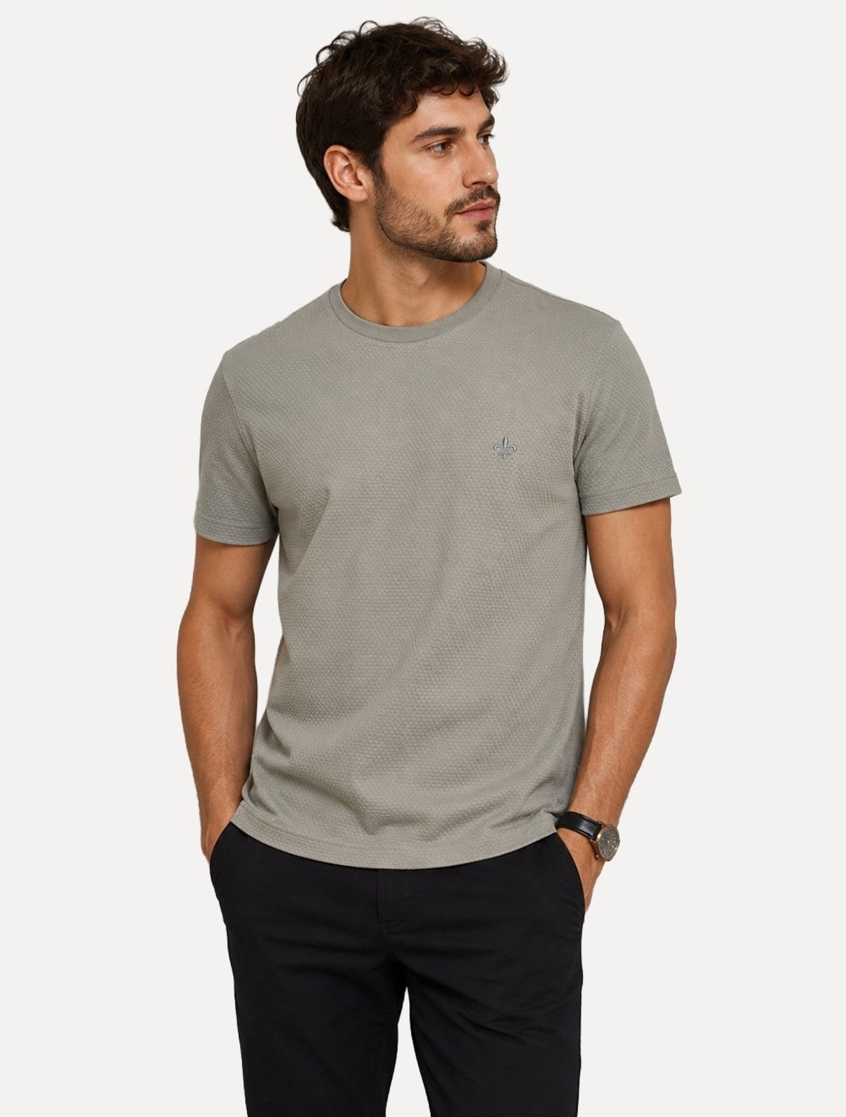 Camiseta Dudalina Masculina Regular Malha Favor Cinza Médio