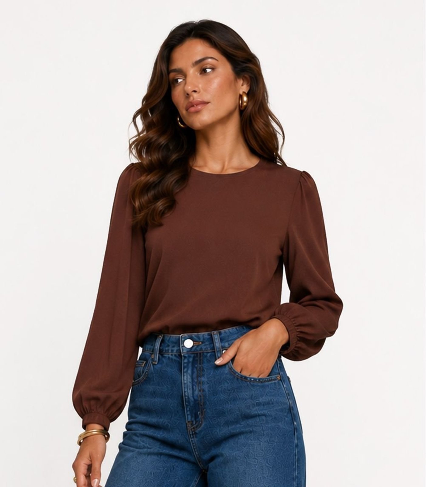 Blusão Feminino Em Sarja Bright Infinita Cor Marrom