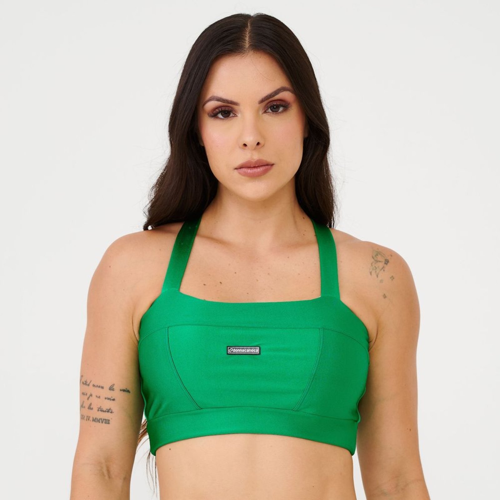 Top Faixa Com Recortes Verde Peter Pan Platinado Com Bojo Donna Carioca