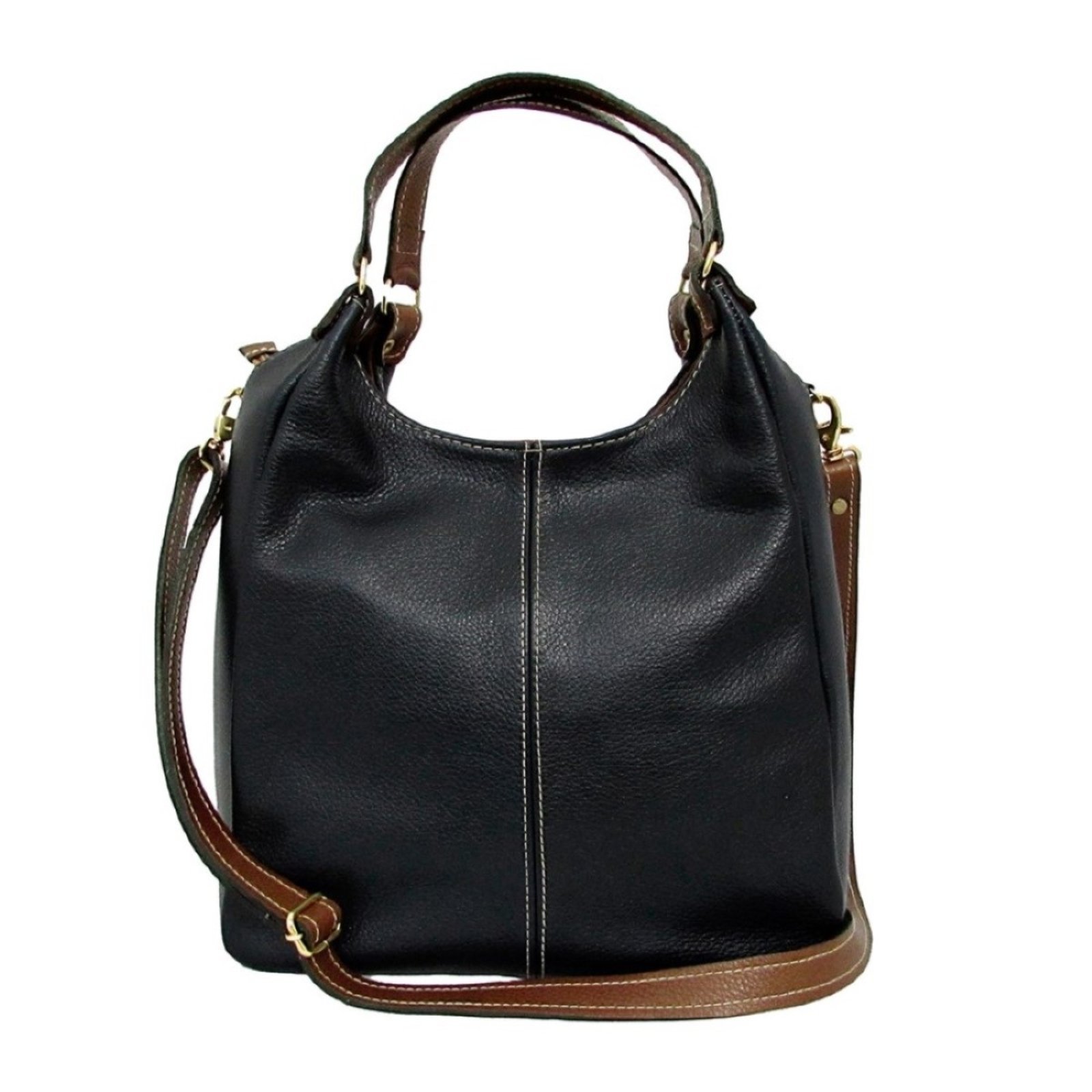 Bolsa SN Couros Áustria Preto/Caramelo
