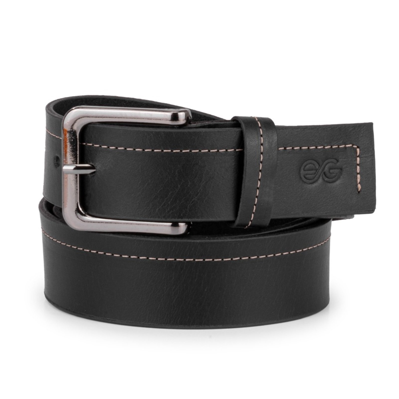 Cinto Casual Masculino Esporte Fino Couro Legítimo Bovino Ello Griff Preto