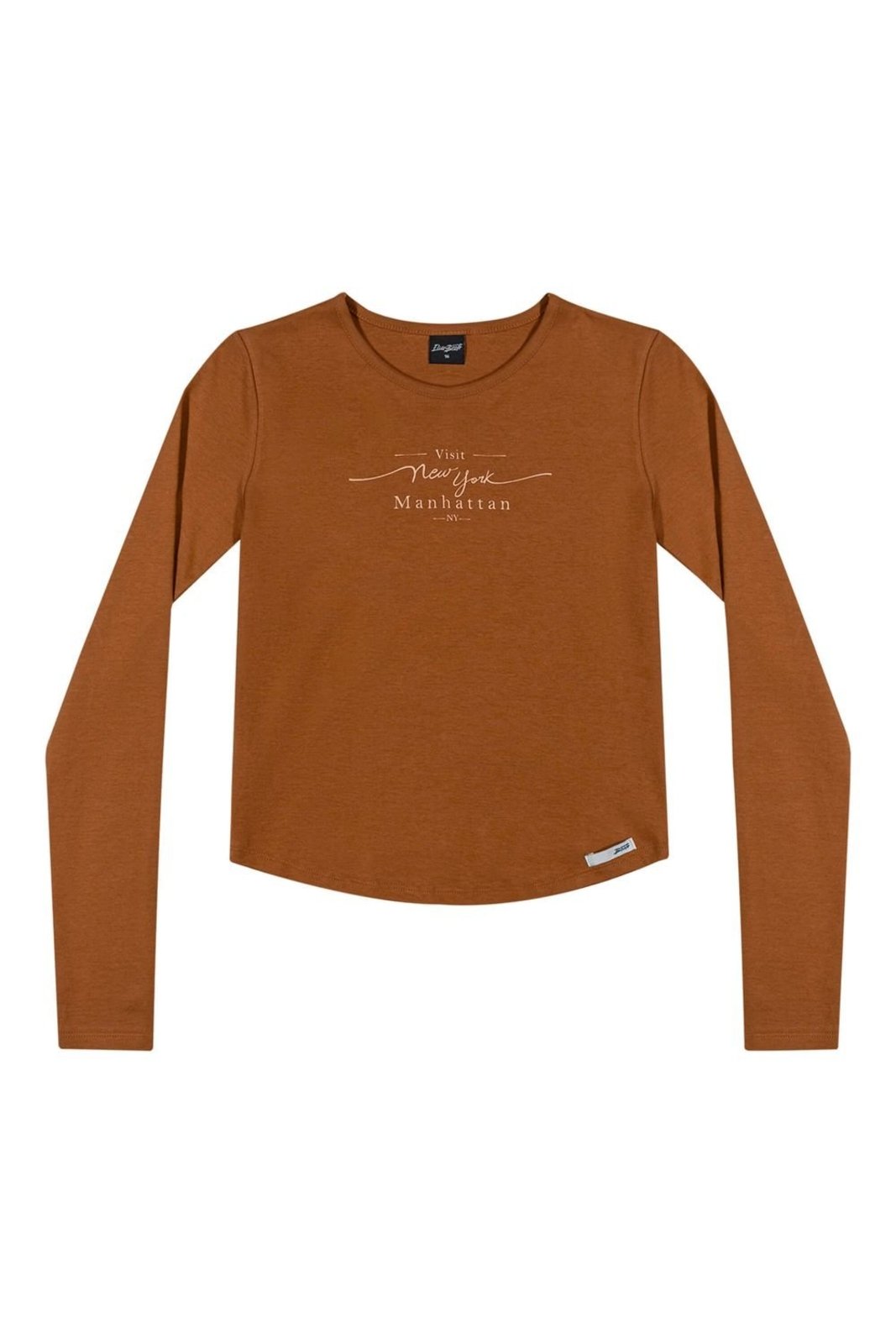 Infantil - Blusa Juvenil Menina Manga Longa Suedine Beats Marrom